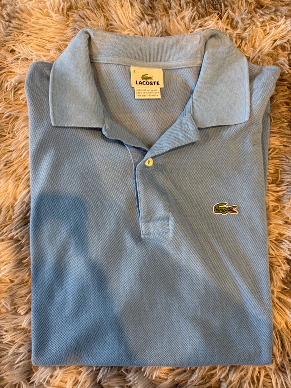 Lacoste Men's baby blue Collared Short Sleeve Polo Size 6